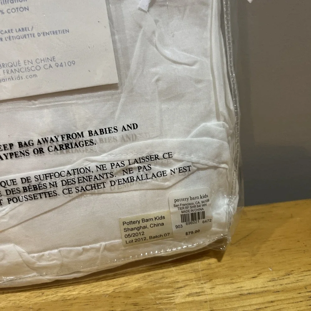 POTTERY BARN KIDS Tiered Ruffle‎ Sheer Panel White Cotton 44